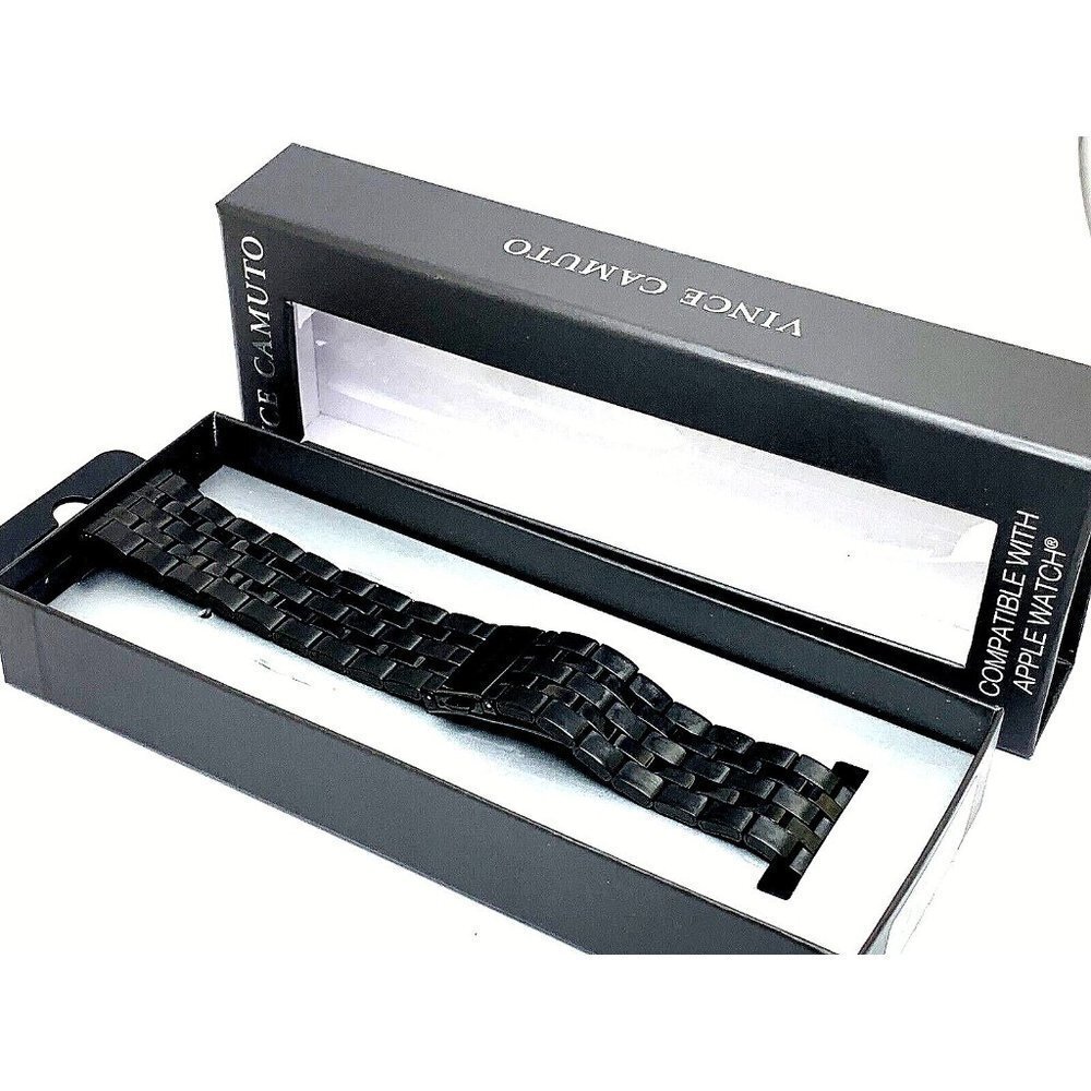 Vince Camuto Men's Apple Watch Band Black Stainless Steel 42/44/45mm